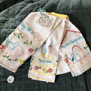 NWT Anthropologie Embroidered Dish Towel set (3),Happily Ever After